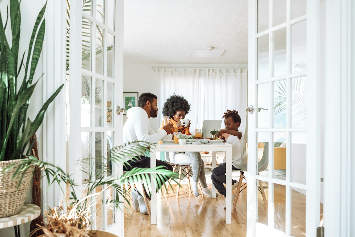 Family spending time together around a table